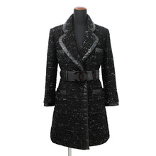 Load image into Gallery viewer, CHANEL Tweed Coat Size 38 BlackP57222 Acryl35% Polyester23% Nylon20% Cotton11% Wool8% Rayon3% Leather
