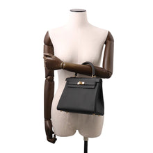 将图像加载到图库查看器中，HERMES Kelly Retourne Black Togo Leather Size 25
