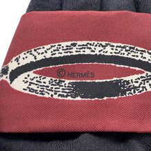 Load image into Gallery viewer, HERMES Twilly &quot;Brid a Block/Poetic Catalog&quot; Orange Cui / Burgundy / Black Silk100%
