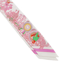 Load image into Gallery viewer, HERMES Twilly &quot;Pony Pit Stop&quot; White / Pink / Multicolor Silk100%
