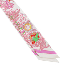 将图像加载到图库查看器中，HERMES Twilly &quot;Pony Pit Stop&quot; White/Pink/Multicolor Silk100%

