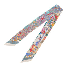 将图像加载到图库查看器中，HERMES Twilly &quot;Pony Pit Stop&quot; Cream / Pink / Green Silk100%
