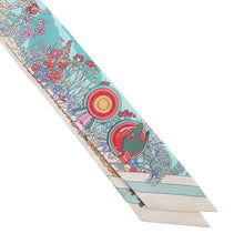 Load image into Gallery viewer, HERMES Twilly &quot;Pony Pit Stop&quot; Cream / Pink / Green Silk100%
