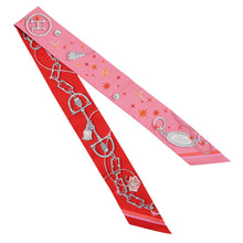 将图像加载到图库查看器中，HERMES Twilly &quot;C&#39;est la Fête&quot; Rose Bonbon/Orange/Red Silk100%
