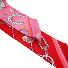 将图像加载到图库查看器中，HERMES Twilly &quot;C&#39;est la Fête&quot; Rose Bonbon/Orange/Red Silk100%
