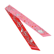 Load image into Gallery viewer, HERMES Twilly &quot;C&#39;est la Fête&quot; Rose Bonbon/Orange/Red Silk100%
