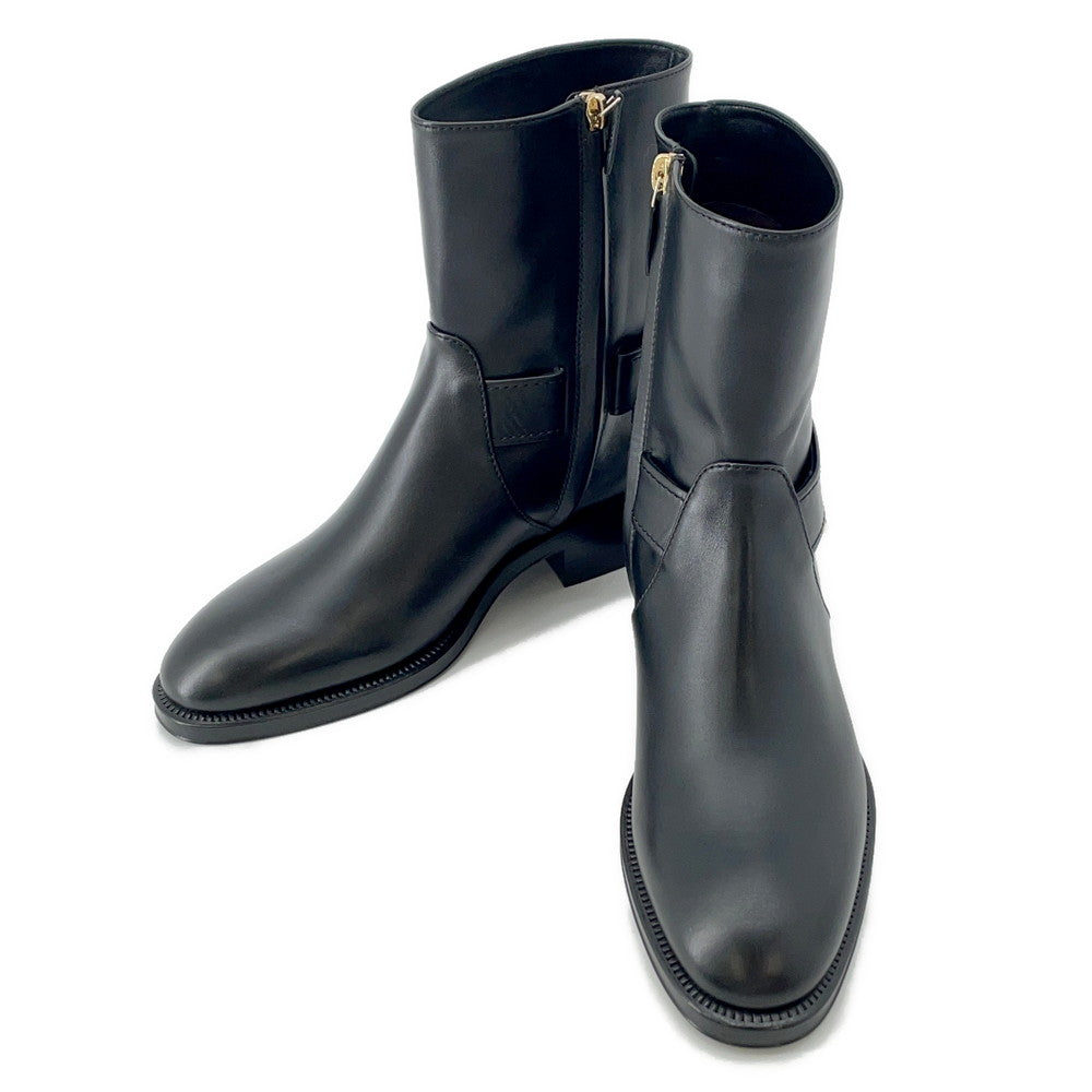 CHANEL CC Logo short boots BlackG39170 Leather Size 36.5