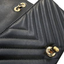 将图像加载到图库查看器中，CHANEL V Stitch Single Flap Chainshoulder Bag Black Lambskin Size 20
