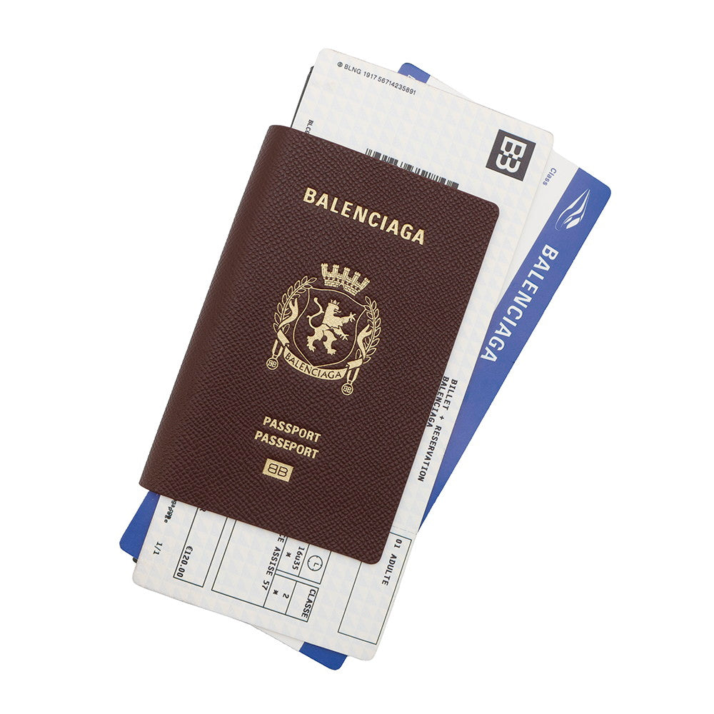 BALENCIAGA Passport Bifold Wallet Long Clothes Black/Bordeaux787777 Leather/Paper