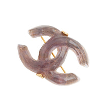Load image into Gallery viewer, CHANEL CC Logo Brooch Purple Metal Plastic
