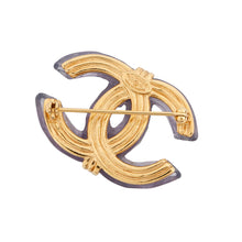 将图像加载到图库查看器中，CHANEL CC Logo Brooch Purple Metal Plastic
