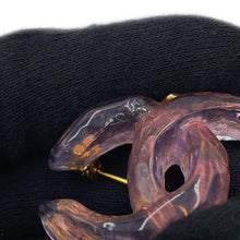 Load image into Gallery viewer, CHANEL CC Logo Brooch Purple Metal Plastic
