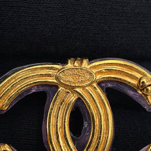 Load image into Gallery viewer, CHANEL CC Logo Brooch Purple Metal Plastic
