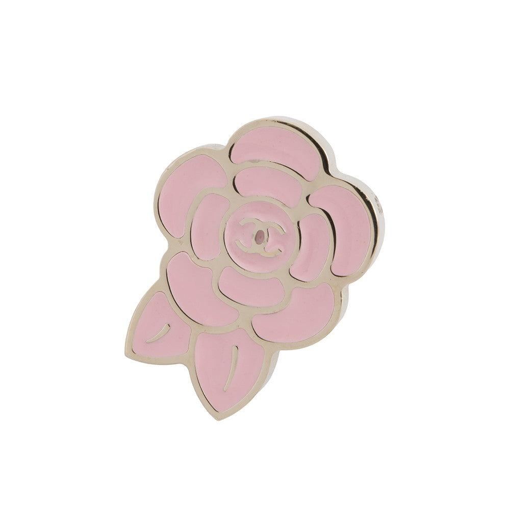 CHANEL Camellia Brooch Pink Metal Enamel