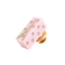 Load image into Gallery viewer, CHANEL CC Logo Eiffel Tower Brooch Pink Plastic Metal
