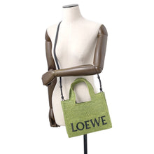 Load image into Gallery viewer, LOEWE Font Tote Bag GreenA685B59X01 Raffia Leather Size Small
