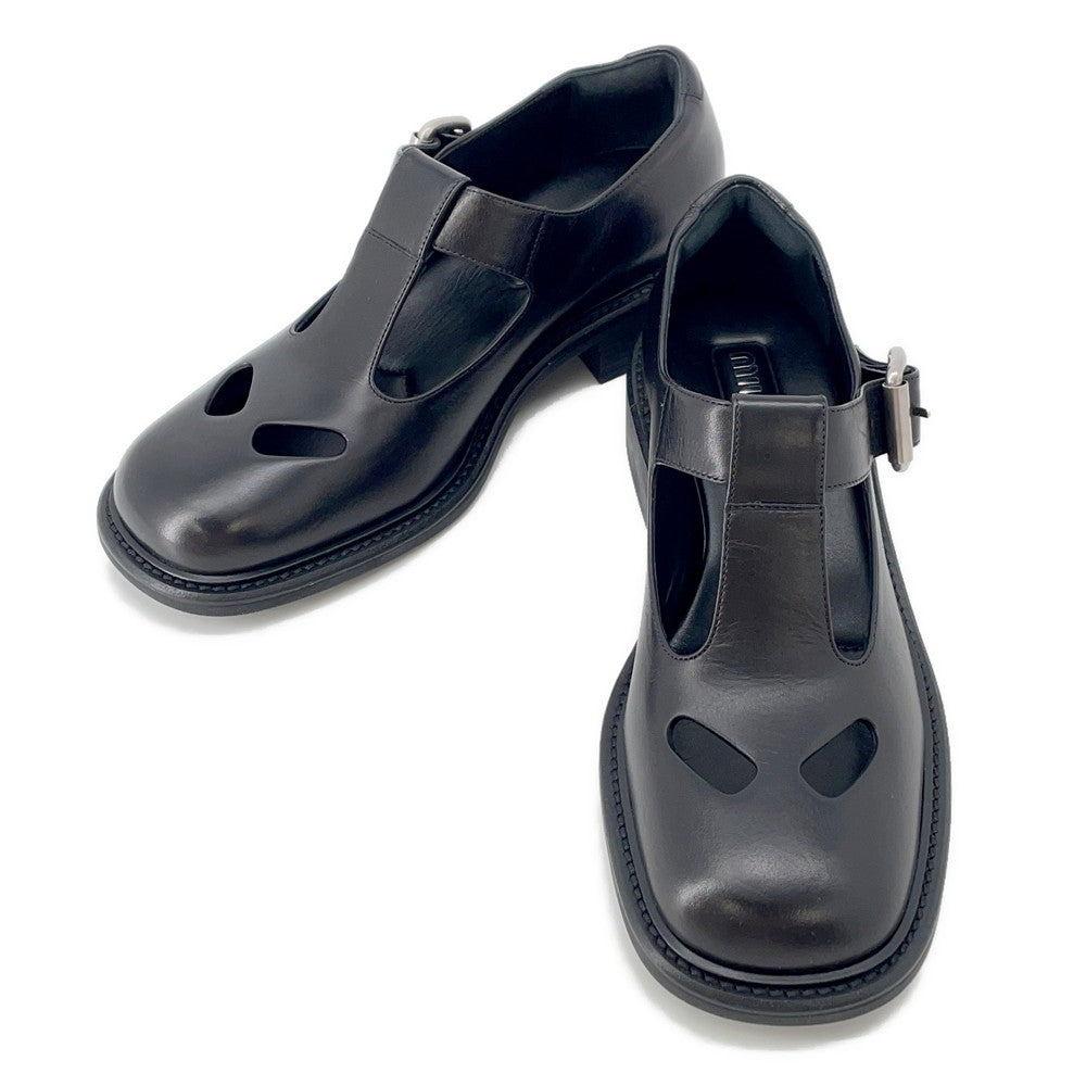 MIUMIU Leather T-bar shoes Black5E318E Leather Size 37.5