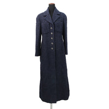 Load image into Gallery viewer, CHANEL Tweed long coat Size 36 NavyP73360 Wool 70% Acryl17% Viscose6%Cotton6% Polyamide1%
