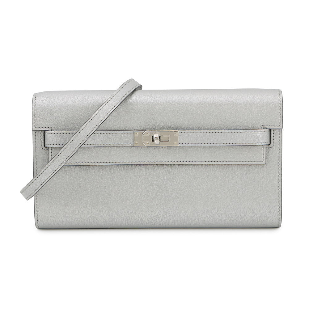 HERMES Kelly wallet long to go Argent Chevre Shamqila