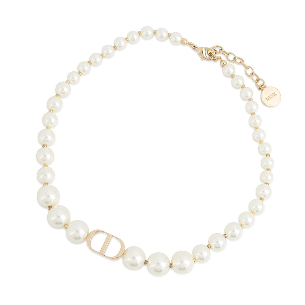 Dior 30Montaigne Short Necklace ChokerN1116MTGRS_D301 Gold Plated Faux Pearl