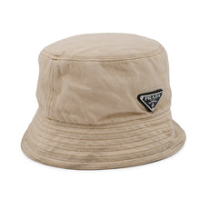 将图像加载到图库查看器中，PRADA triangle logo bucket hat Size XL Beige2HC137 Cotton100%
