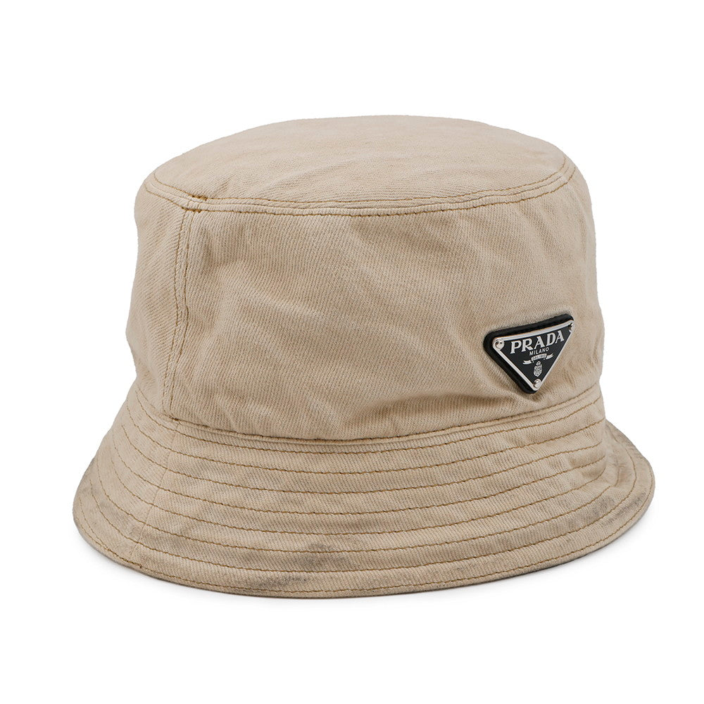 PRADA triangle logo bucket hat Size XL Beige2HC137 Cotton100%