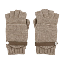 Load image into Gallery viewer, HERMES Baltimore Serie Button 2-Way Knit Gloves Size S Etoupe Cashmere100% Deer Leather
