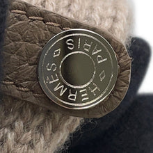 Load image into Gallery viewer, HERMES Baltimore Serie Button 2-Way Knit Gloves Size S Etoupe Cashmere100% Deer Leather
