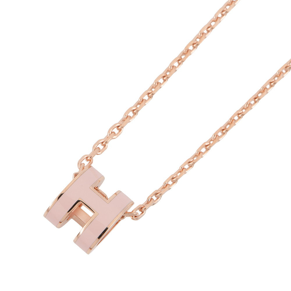 HERMES Pop Ash Necklace Size Mini Rose Dragee Lacquer Gold Plated