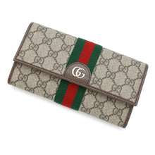 将图像加载到图库查看器中，GUCCI GG Supreme Ophidia Continental Wallet Beige/Brown838485 PVC/Leather
