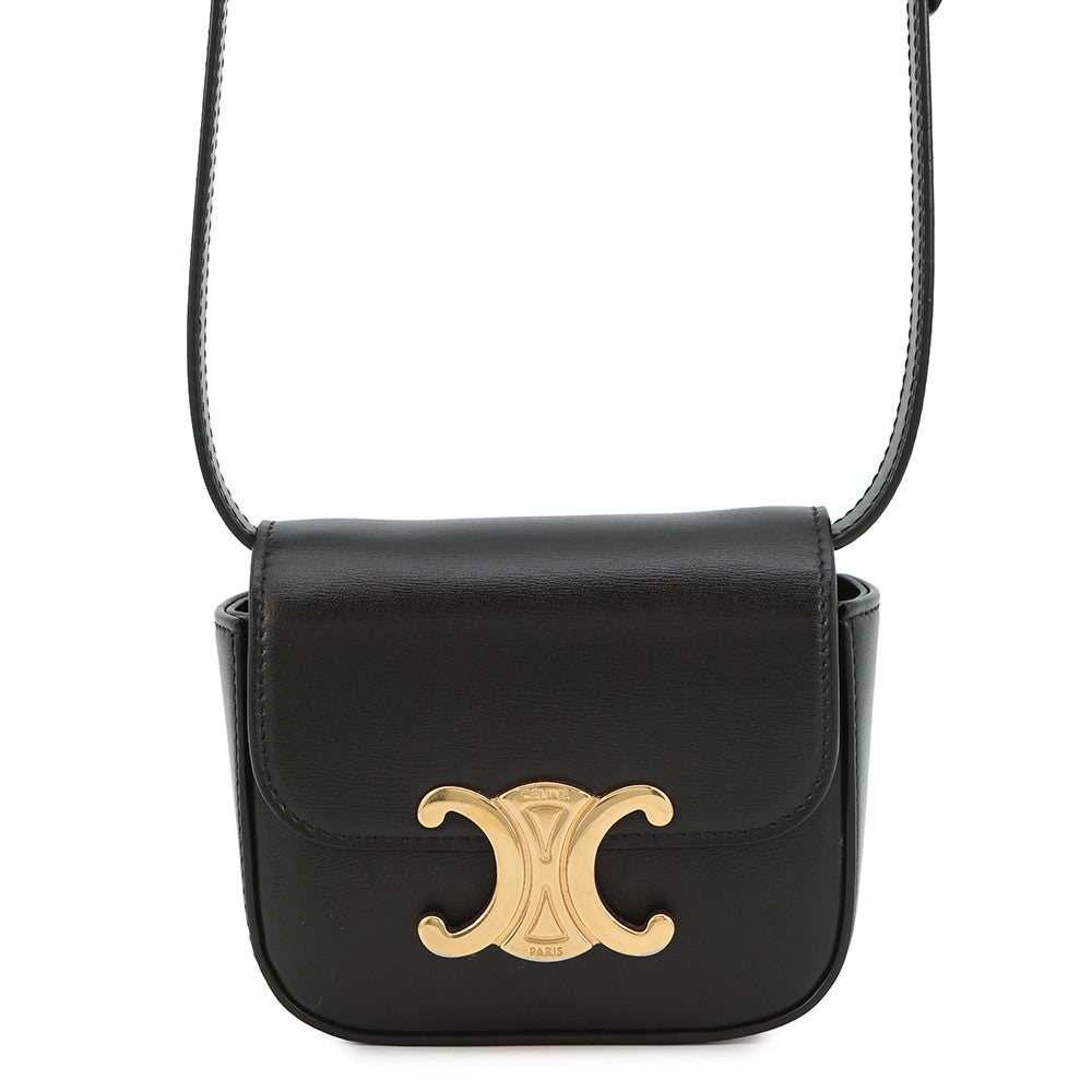 CELINE Triomphe Claude Shoulder Bag Black10I513DPV Leather