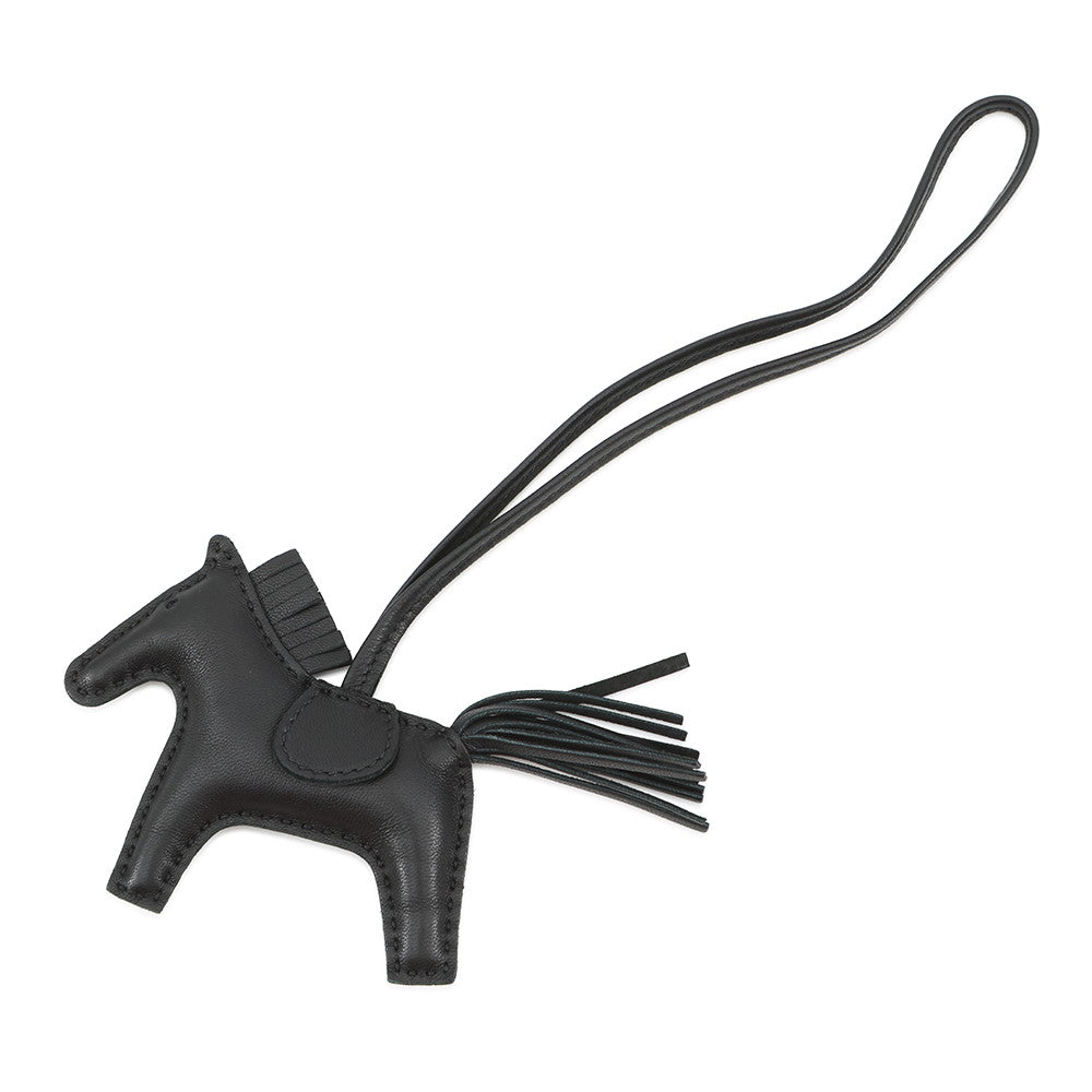 HERMES Rodeo Bag Charm Black Lambskin Size PM