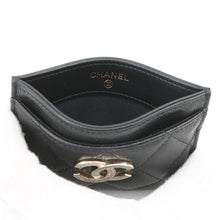 将图像加载到图库查看器中，CHANEL CC Logo Half Rhinestone Card Case Black Caviar Leather
