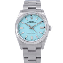 将图像加载到图库查看器中，ROLEX Oyster Perpetual W36mm Stainless Steel Turquise Blue Dial126000

