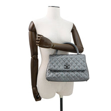 将图像加载到图库查看器中，CHANEL Matelasse Coco Handle 2-Way Handbag Gray MetallicA92991 Vintage Calf Leather Size 29

