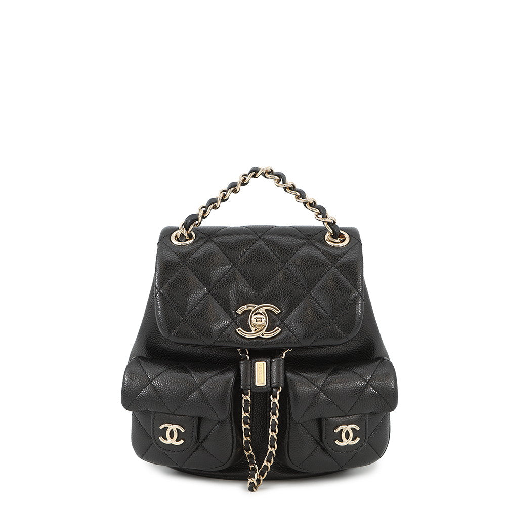 CHANEL Matelasse CC Logo Backpack BlackAS3787 Caviar Leather Size Small