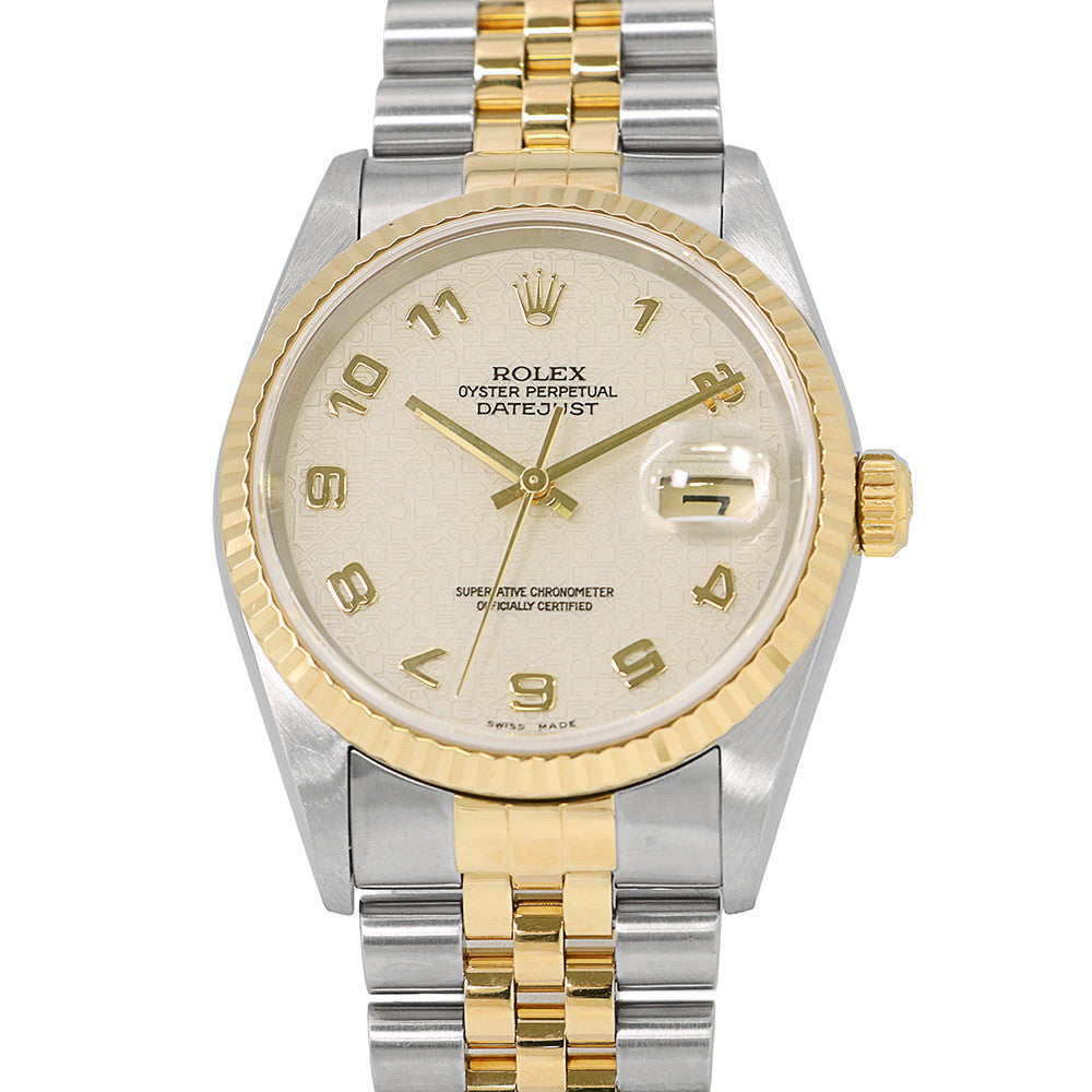 ROLEX Datejust W36mm Stainless Steel K18YG Ivory Computer Dial16233