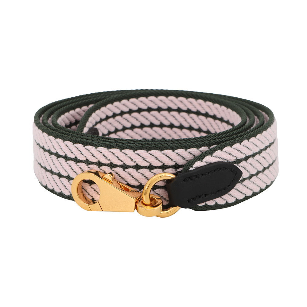 HERMES Bandouliere Sangle Cordage Vert Fonce/Black/Rose Darling Swift Leather Canvas Size 1