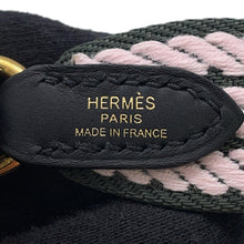 Load image into Gallery viewer, HERMES Bandouliere Sangle Cordage Vert Fonce/Black/Rose Darling Swift Leather Canvas Size 1&quot;/44.1&quot;
