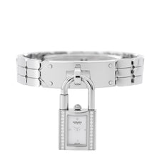 将图像加载到图库查看器中，HERMES Kelly watch with diamond bezel W16mm Stainless Steel Sparkling White Lacquer DialKE4.130.130
