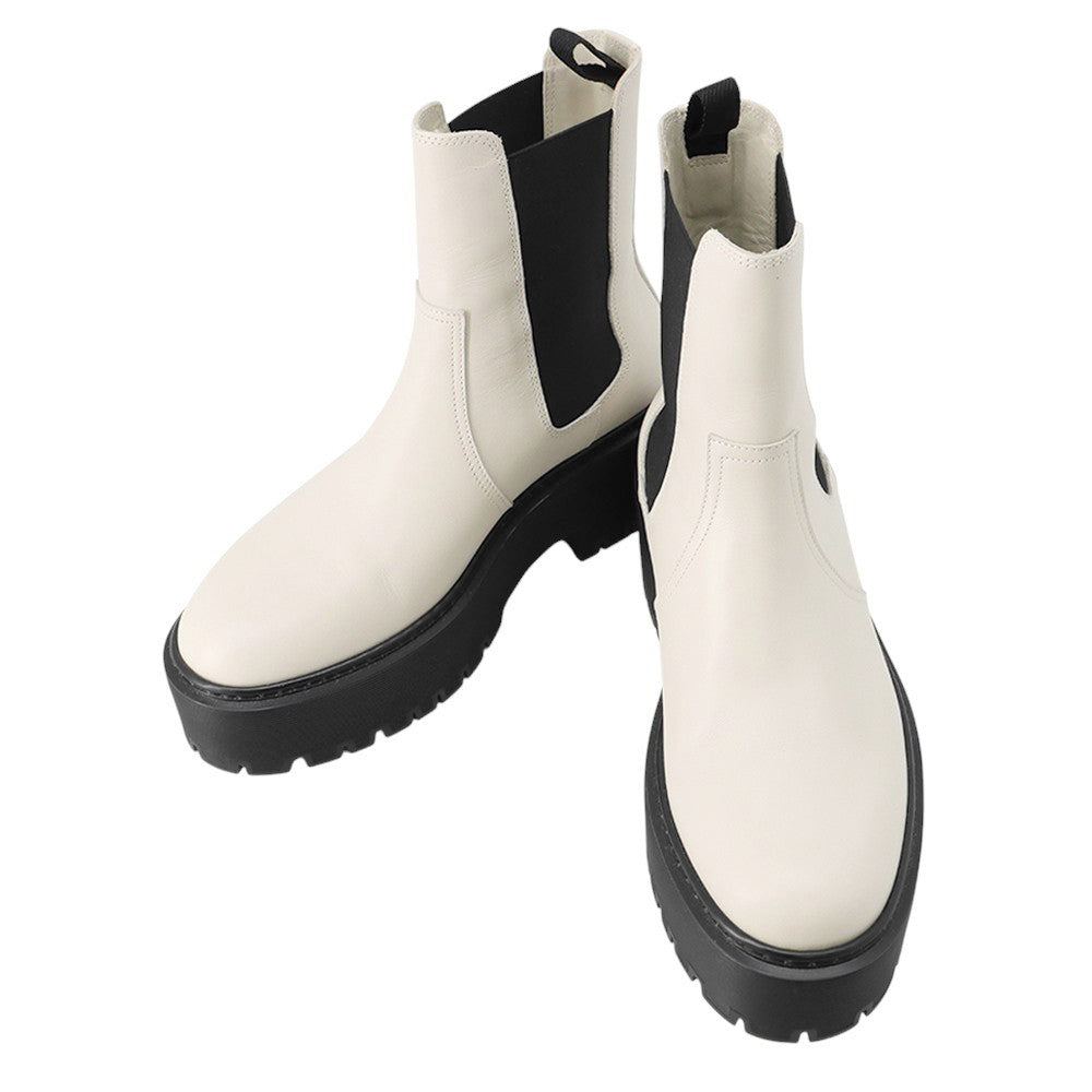 HERMES Harrow Beige/Black232060Z Leather Size 37