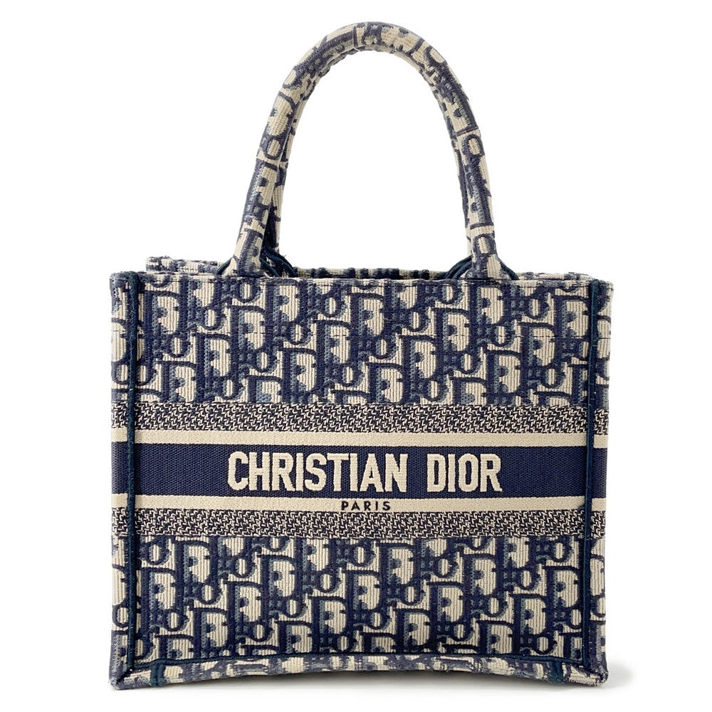 Dior Oblique Embroidery Book Tote Navy/BeigeM1265ZRIW Canvas Size Small