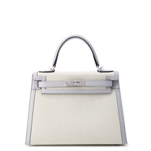 将图像加载到图库查看器中，HERMES Kelly Sellier Ecru/Blue Gacier Toile H Swift Leather Size 28
