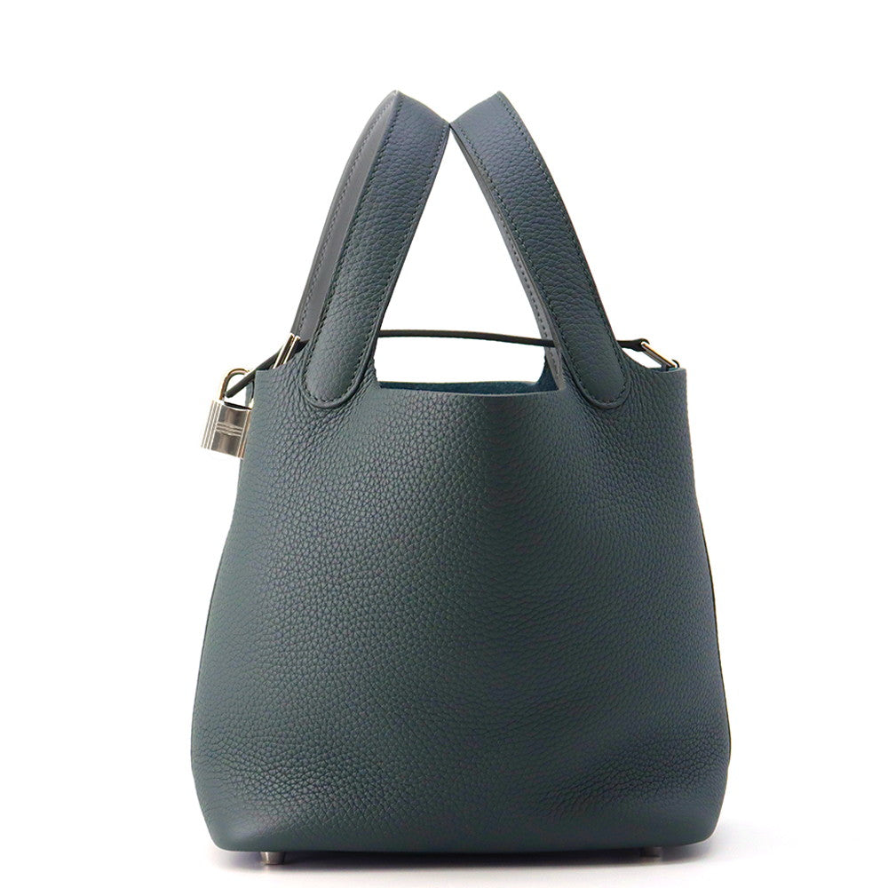 HERMES Picotin Lock Eclat Vert Mangrove/Guripantan Taurillon Clemence Swift Leather Size PM