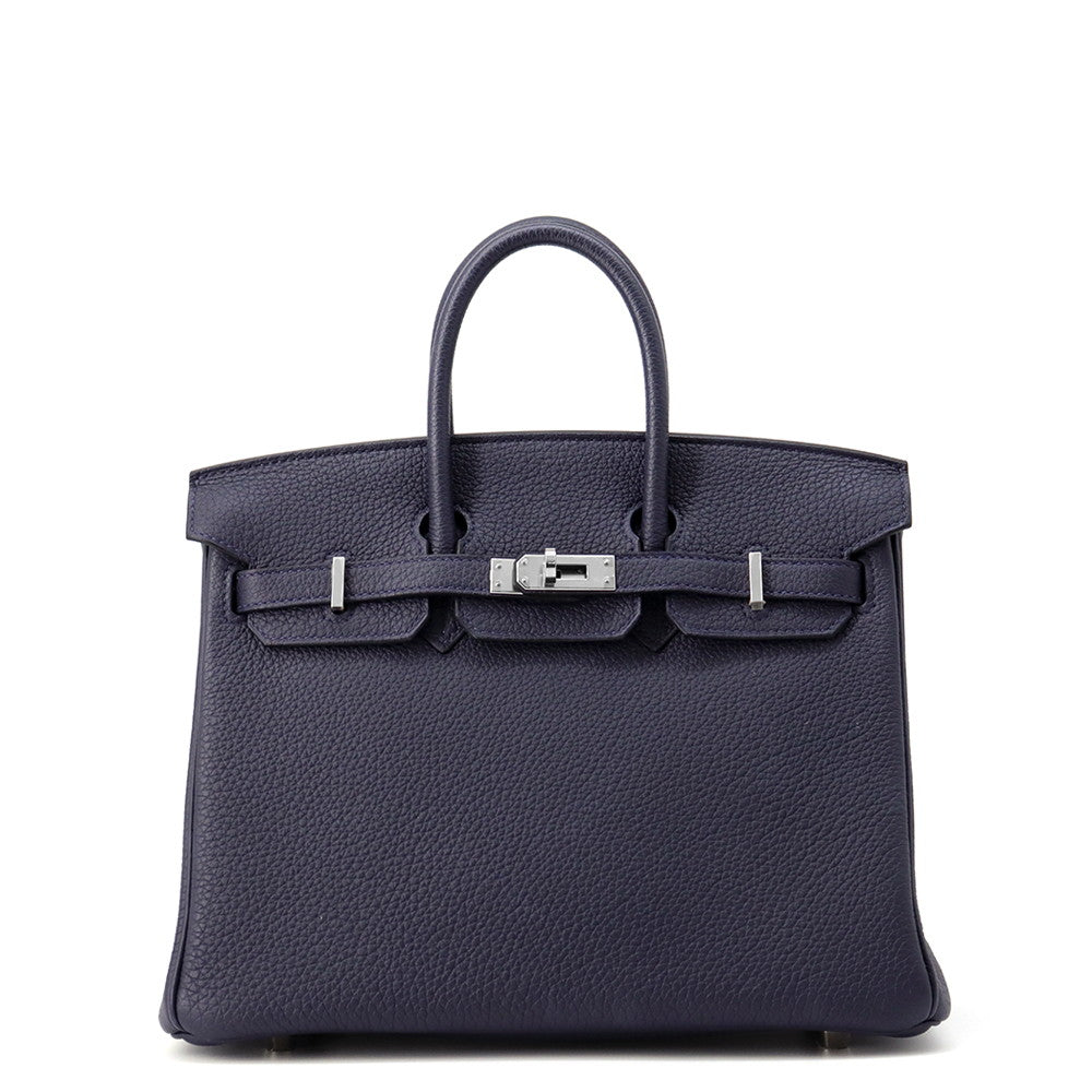 HERMES Birkin Blue Nuit Togo Leather Size 25