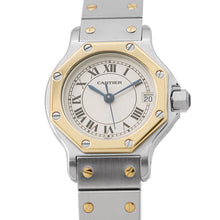 将图像加载到图库查看器中，CARTIER Santos Octagon SM W25mm Stainless Steel K18YG Ivory DialW2001683
