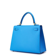 将图像加载到图库查看器中，HERMES Kelly Sellier Blue Frida Epsom Size 25
