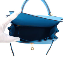将图像加载到图库查看器中，HERMES Kelly Sellier Blue Frida Epsom Size 25
