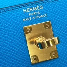 将图像加载到图库查看器中，HERMES Kelly Sellier Blue Frida Epsom Size 25
