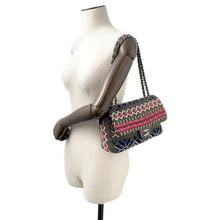 Load image into Gallery viewer, CHANEL CC Logo Knit Shoulder Bag Khaki/MulticolorA90848 Knit Size 25
